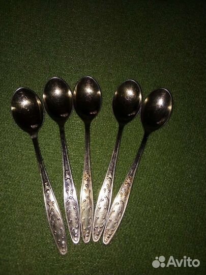 Чайные ложки мельхиор с позолотой.кольчугино