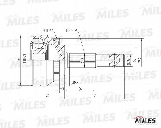 ШРУС nissan sunny 1.6-2.0 90-95 нар.(ABS)