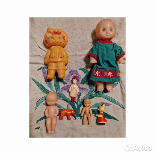 Игрушки СССР, пупс, кот в сапогах, лиса, мишка