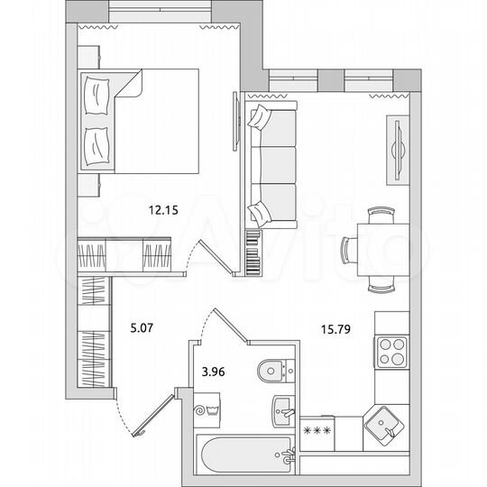 1-к. квартира, 37 м², 3/17 эт.