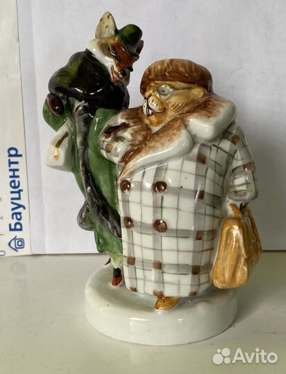 Фарфоровая Статуэта Лиса и Бобер лфз