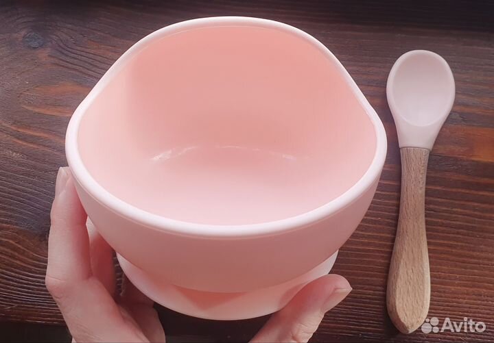 Силиконовая тарелка с ложкой