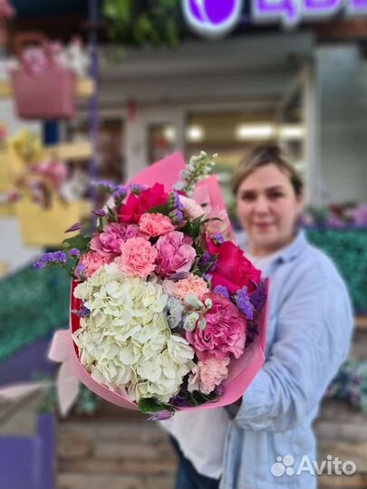 Букет розы гортензия букет цветов