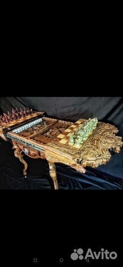 Резные нарды + шахматы ручнлй работы