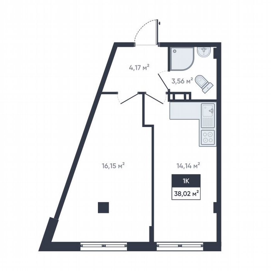 1-к. квартира, 38 м², 17/18 эт.