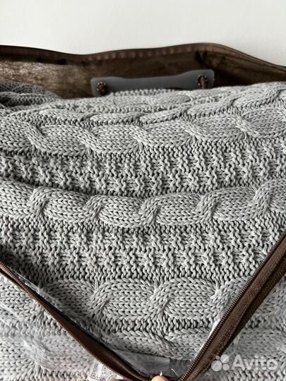 Плед вязаный с косами 220*240см