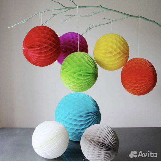 Бумажные гофро-шары из бумаги тишью