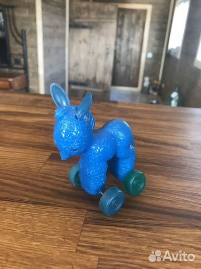 Ослик на колесиках. Игрушка СССР. Кукла СССР