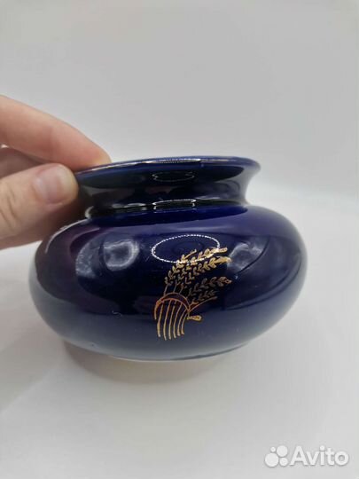 Ваза Колосья Кобальт лфз СССР (Ч)