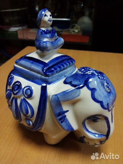 Шкатулка индийский слон гжель