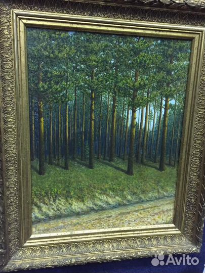 Картина маслом, пейзаж, антик