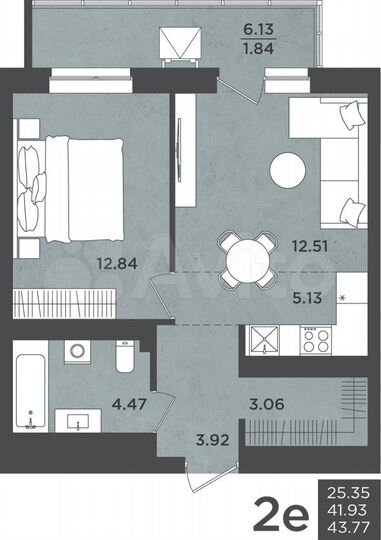 2-к. квартира, 43,8 м², 14/24 эт.