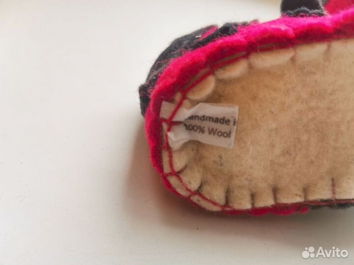 Тапочки пинетки божьи коровки 10см шерсть