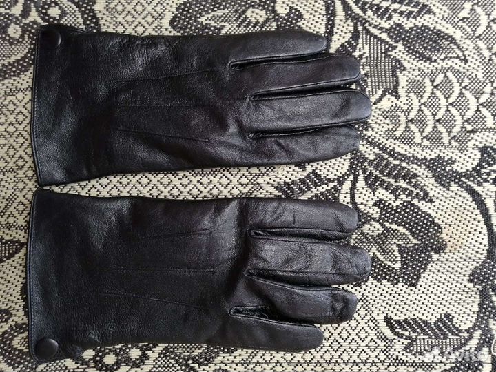 Мужские кожаные перчатки зимние