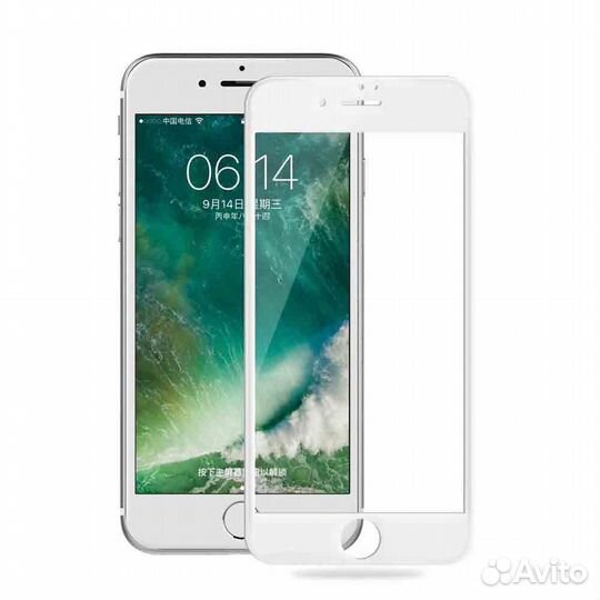 Защитное стекло 9D для iPhone 6 Plus (белый)