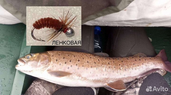 Мушка для ловли Ленка-коричневая синель