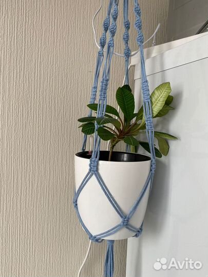 Подвесное кашпо, подвес макраме, плетеное кашпо