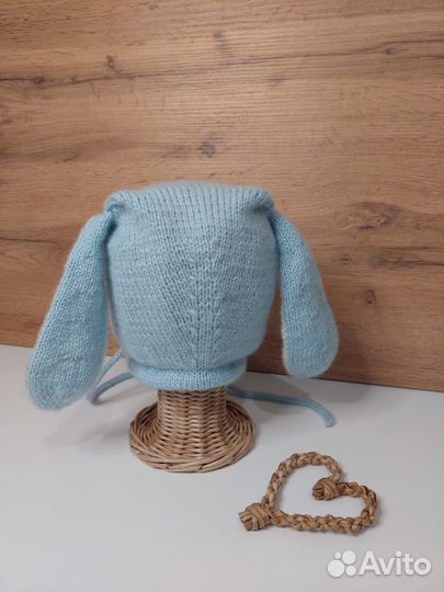 Детская шапочка с ушками зайки