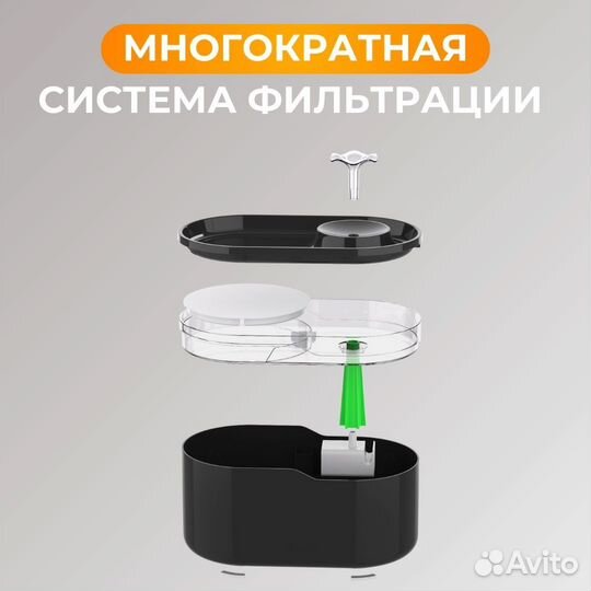 Автоматическая поилка фонтан, 2.8л, WI-FI. Новая