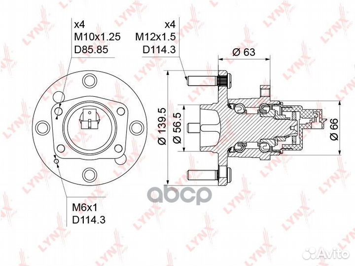 Ступица колеса зад прав/лев WH1187 lynxauto