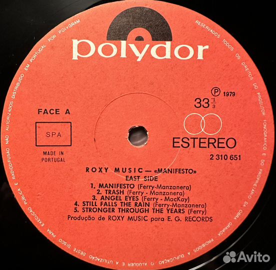 Roxy Music – Manifesto (Португалия 1979г.)