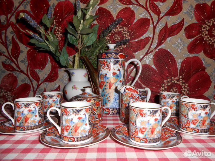 Сервис кофейный Япония фарфор позолота 6 персон