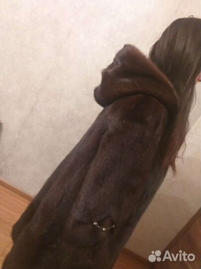 Шуба норковая с капюшоном