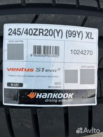 Hankook Ventus S1 Evo 3 K127 245/40 R20 и 275/35 R20 99Y