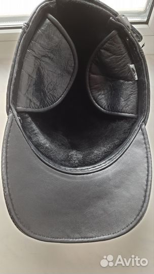 Бейсболка кожаная зимняя