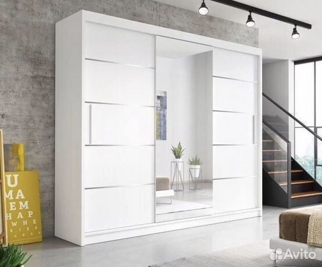 Шкаф купе белый гладкий