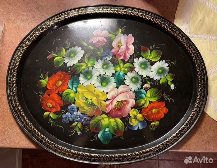 Жостовский овальный поднос СССР