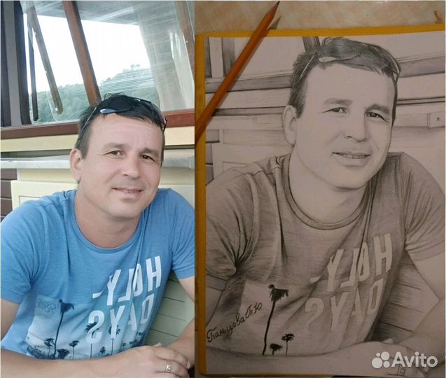 Портрет маслом и карандашом по фото