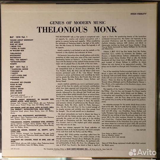 Thelonious Monk - Genius Vol 1, LP, 1977, Japan
