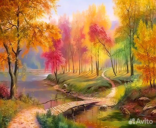 Картина по номерам 30x40 Небольшой мостик через ре