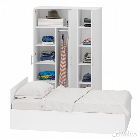 Спальный гарнитур белый № 1 Стандарт с кроватью 1200, цвет белый, спальное место 1200х2000 мм., без