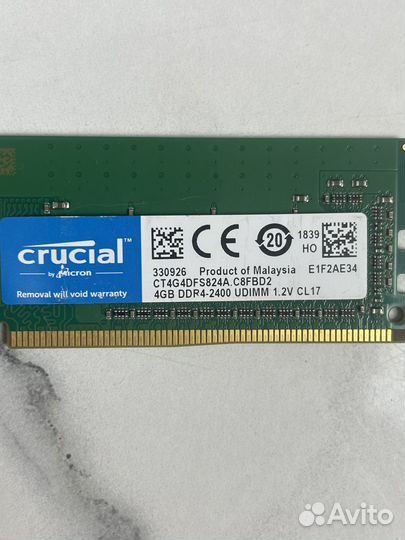 Оперативная память Crucial DDR4 4GB 2400MHz