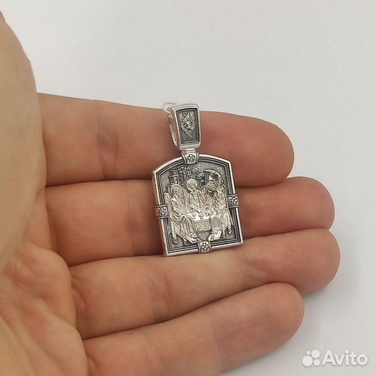 Серебряная православная иконка Святая Троица, 103