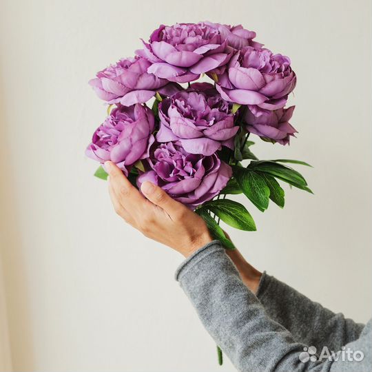 Искусственный букет цветов из 10 голов пиона