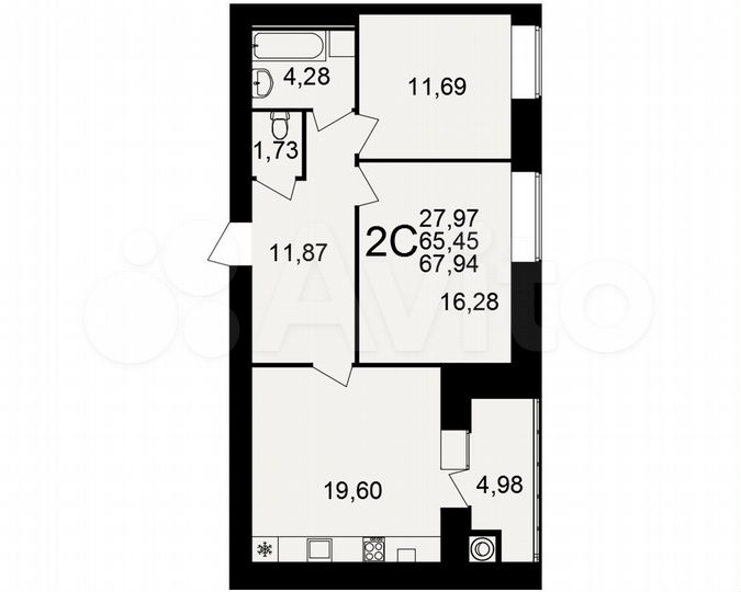 2-к. квартира, 67,9 м², 10/15 эт.