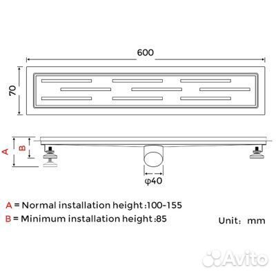 G86007-1 трап душевой 60 см