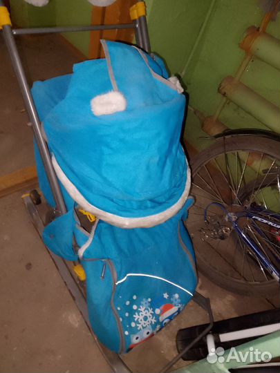 Детские санки коляска с колесами