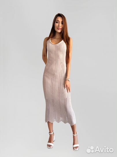 Платье Avrile 0989 10.0 вязаное длинное с V-образн