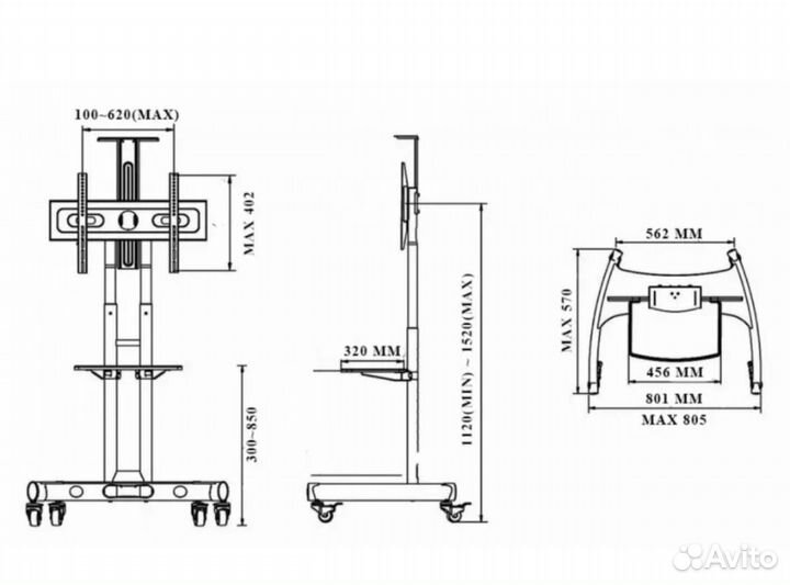 Стойка для телевизора на колесах
