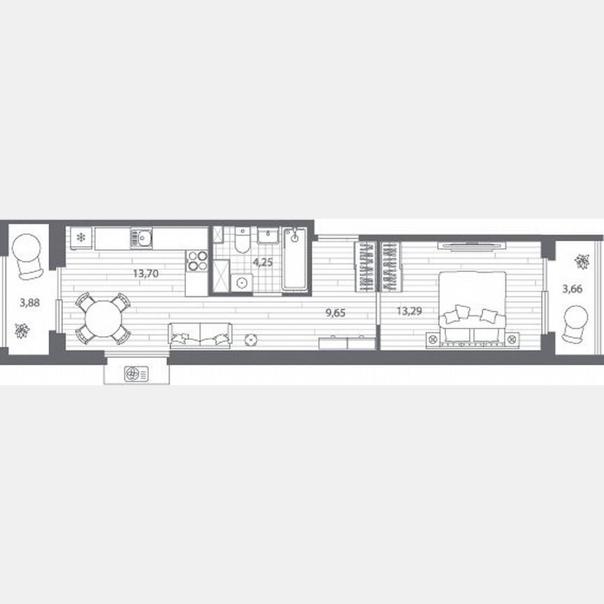 1-к. квартира, 43,2 м², 4/13 эт.