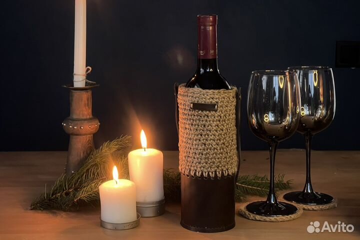 Бутылочница для вина и шампанского из джута