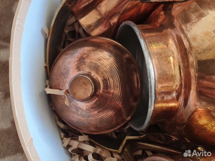 Посуда чайник и кружки медные Mediterranean