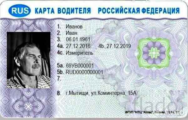 Как выглядит карта водителя скзи