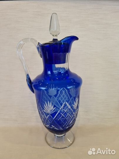 Кувшин синий хрусталь СССР