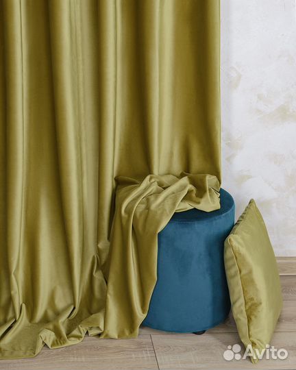 Шторы бархат Беллиссимо темный янтарь пошив