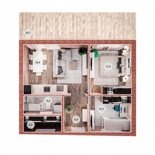 Дом 77 м² на участке 3 сот.